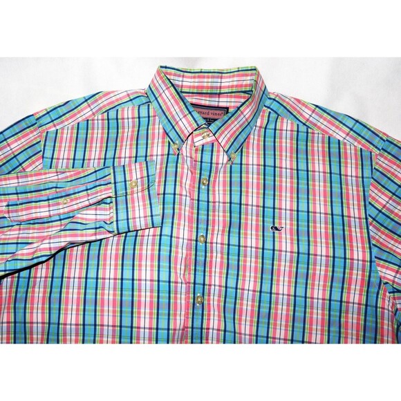 vineyard vines Whale Men's Long Sleeve Button Down Plaid Shirt Size Large - Picture 2 of 8